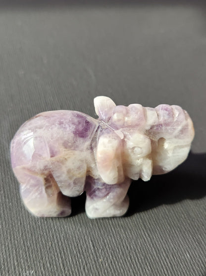 Carved Dream Amethyst Elephant: Tiny Crystal Figurine