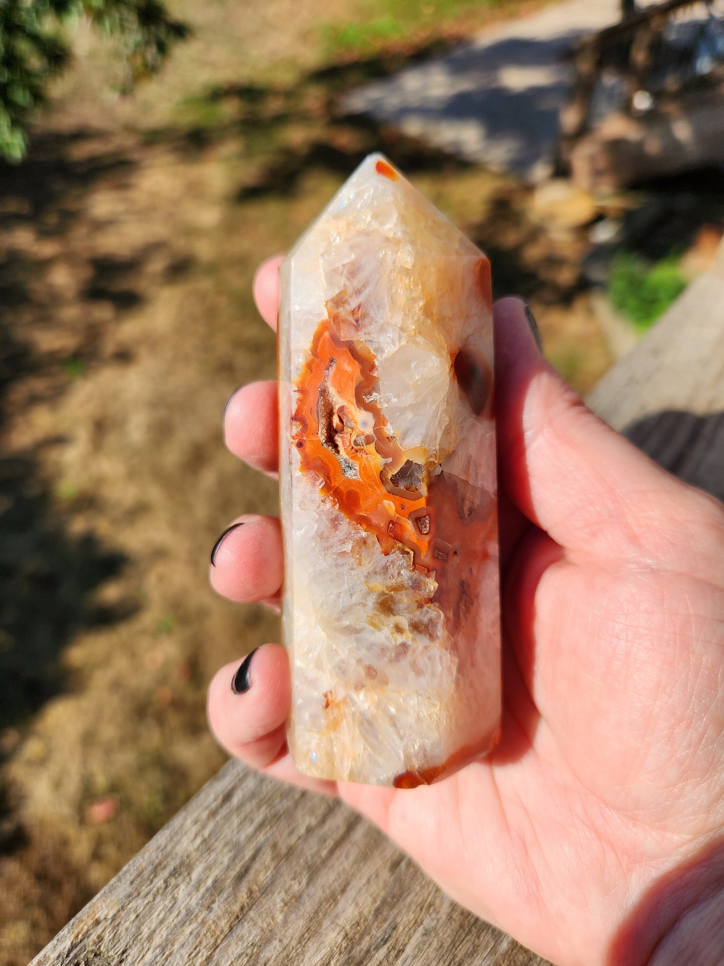 Beautiful Druzy Carnelian Crystal Chunky Tower with caves