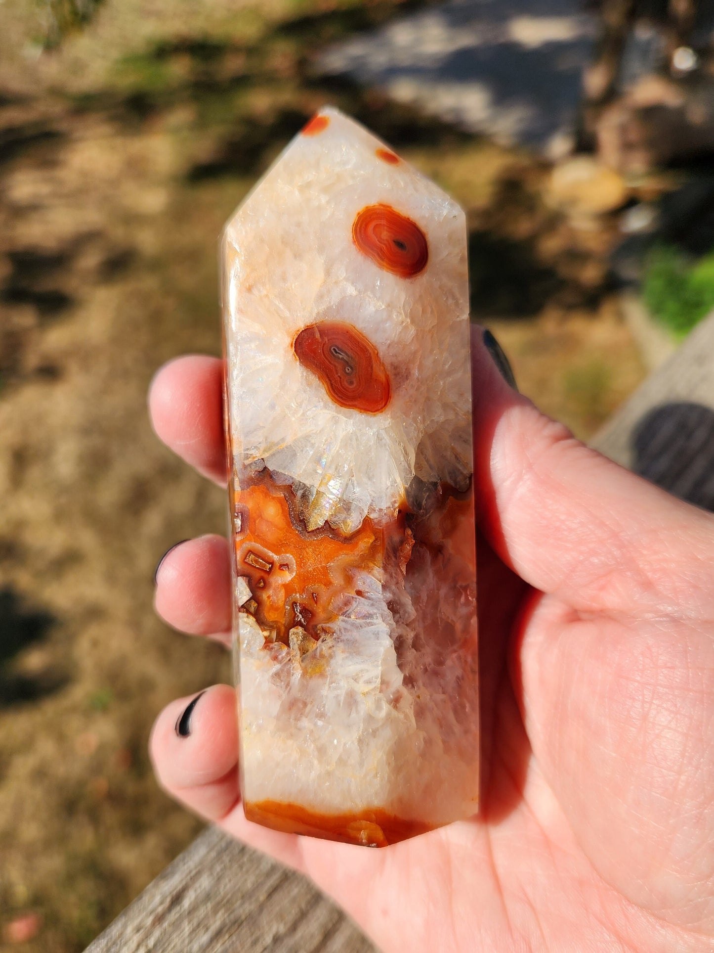 Beautiful Druzy Carnelian Crystal Chunky Tower with caves