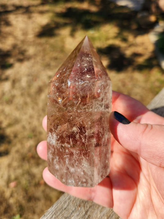 Sparkly Light Smoky Quartz Crystal Tower - Brazilian Origin