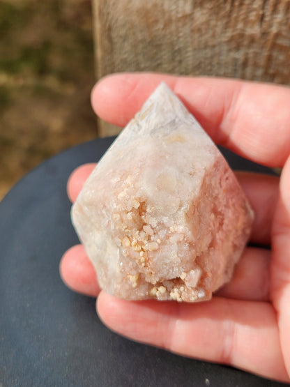 Pink Amethyst Crystal Point with Druzy - Brazilian Top Polish