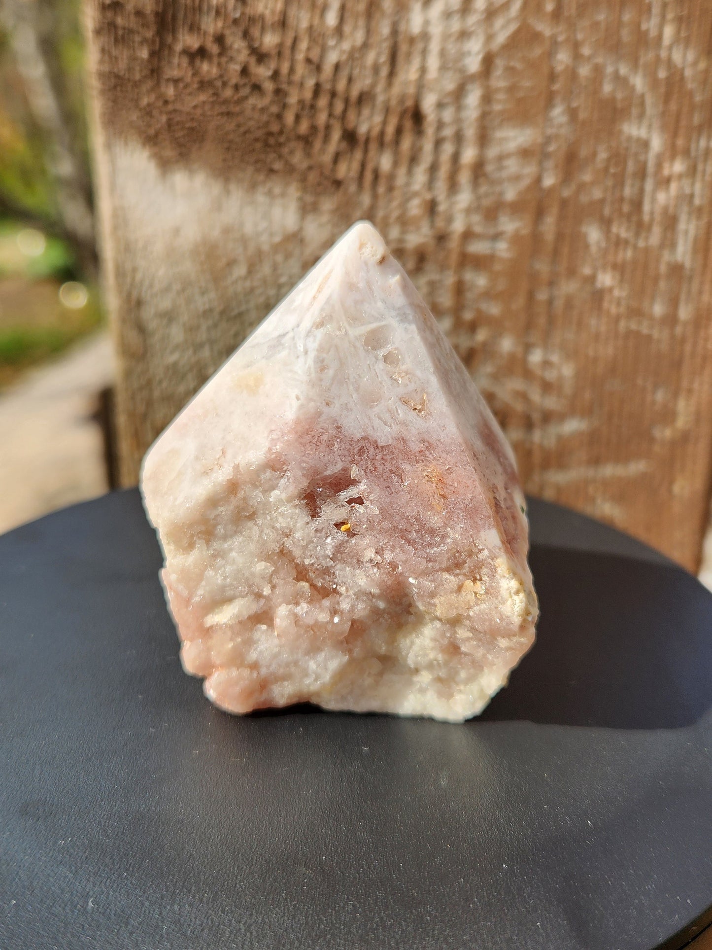 Pink Amethyst Crystal Point with Druzy - Brazilian Top Polish