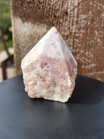 Pink Amethyst Crystal Point with Druzy - Brazilian Top Polish