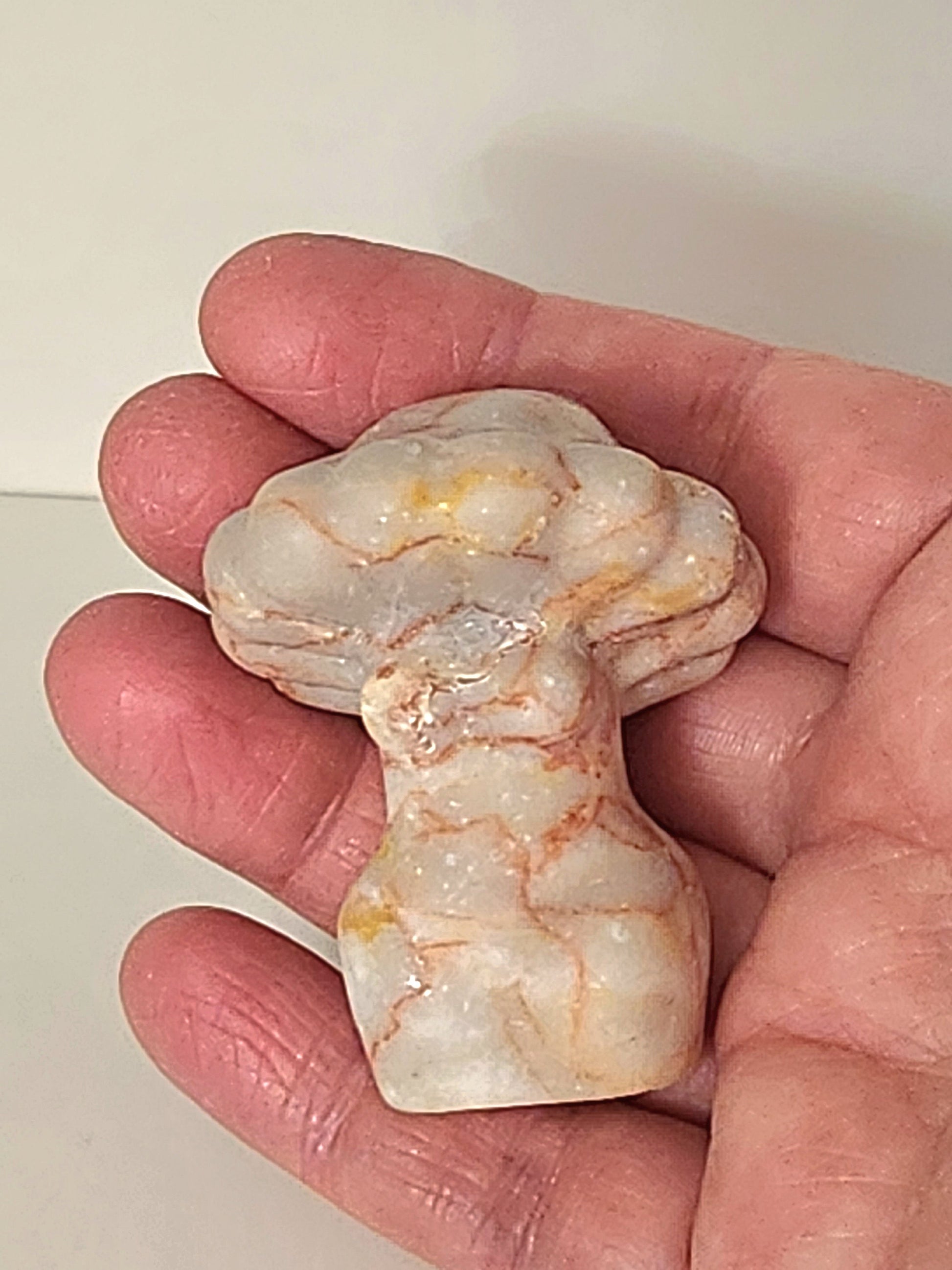 Beautiful Red Network Jasper Goddess Mushroom Female Body Crystal Carving