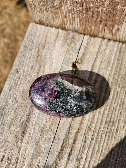 Raspberry Almandine Garnet Palm Stone: High Polished Crystal from India