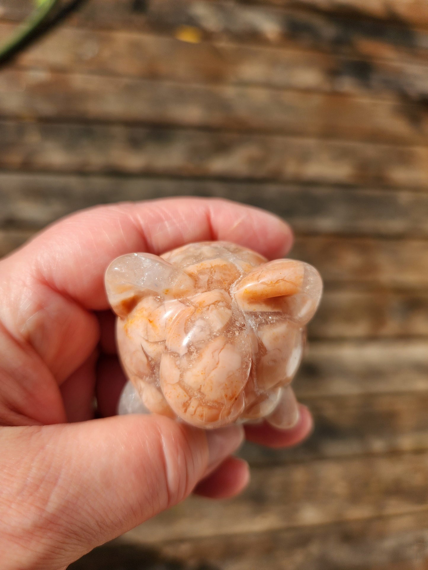 Super Cute Jiggly Puff with High Polish in Brecciated Pink Agate with Quartz & Druzy, Pokemon