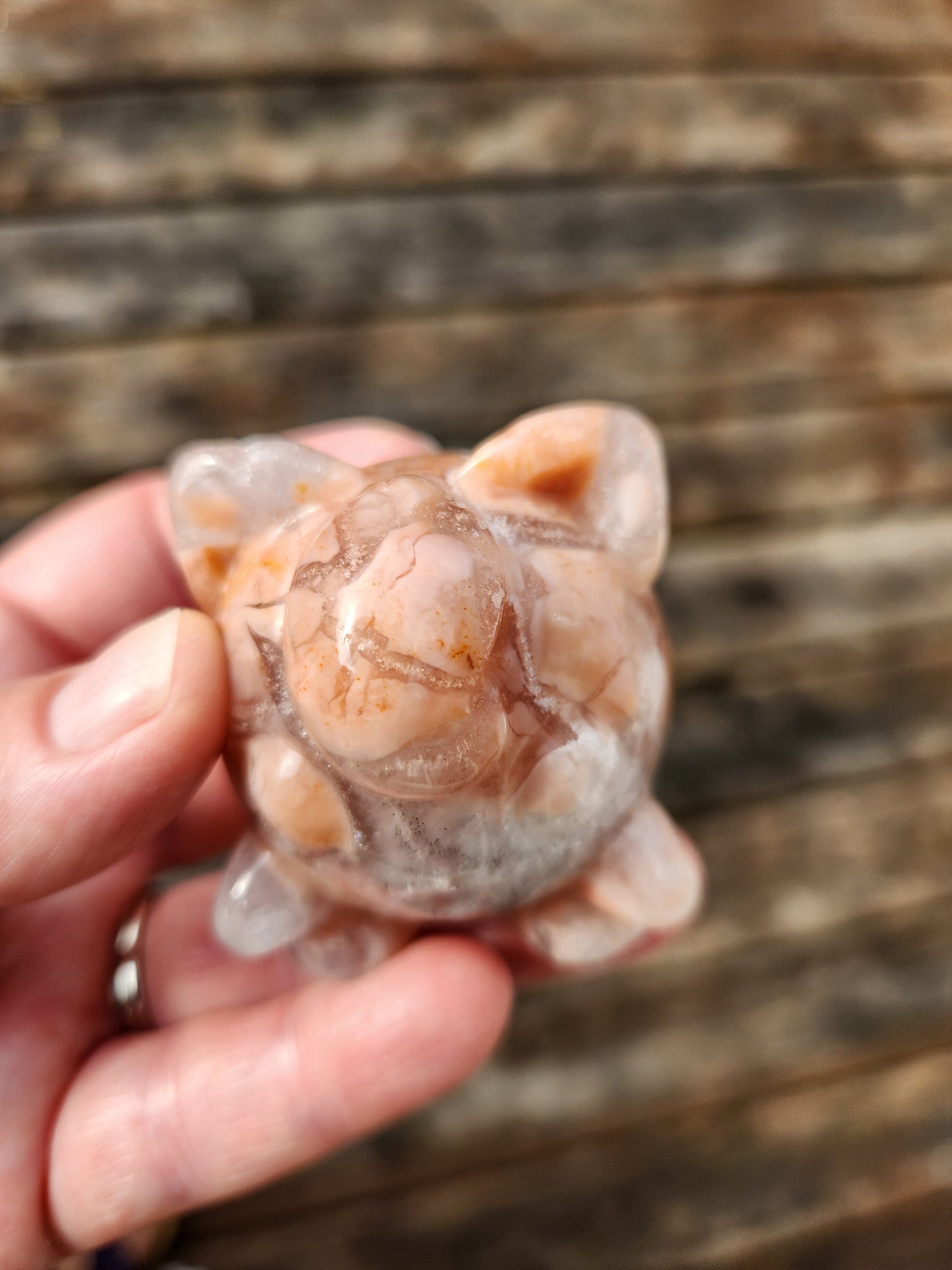 Super Cute Jiggly Puff with High Polish in Brecciated Pink Agate with Quartz & Druzy, Pokemon