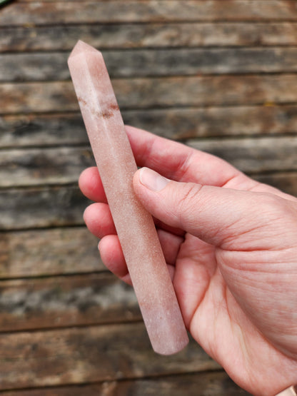 Sparkly Pink Amethyst Crystal Wand with Banding - Heart Chakra
