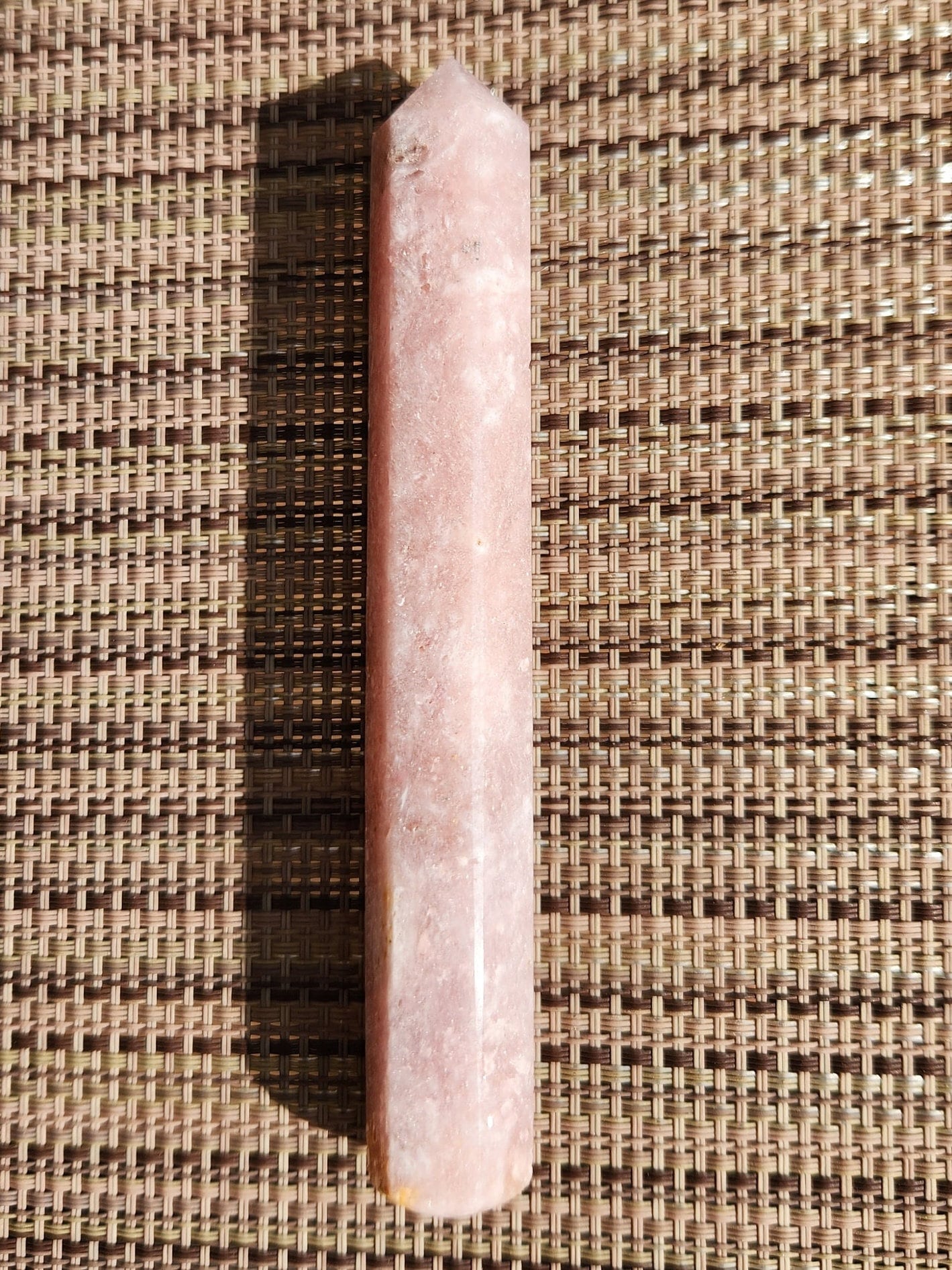 Sparkly Pink Amethyst Crystal Wand, 6 Point, Calming Massage Stone