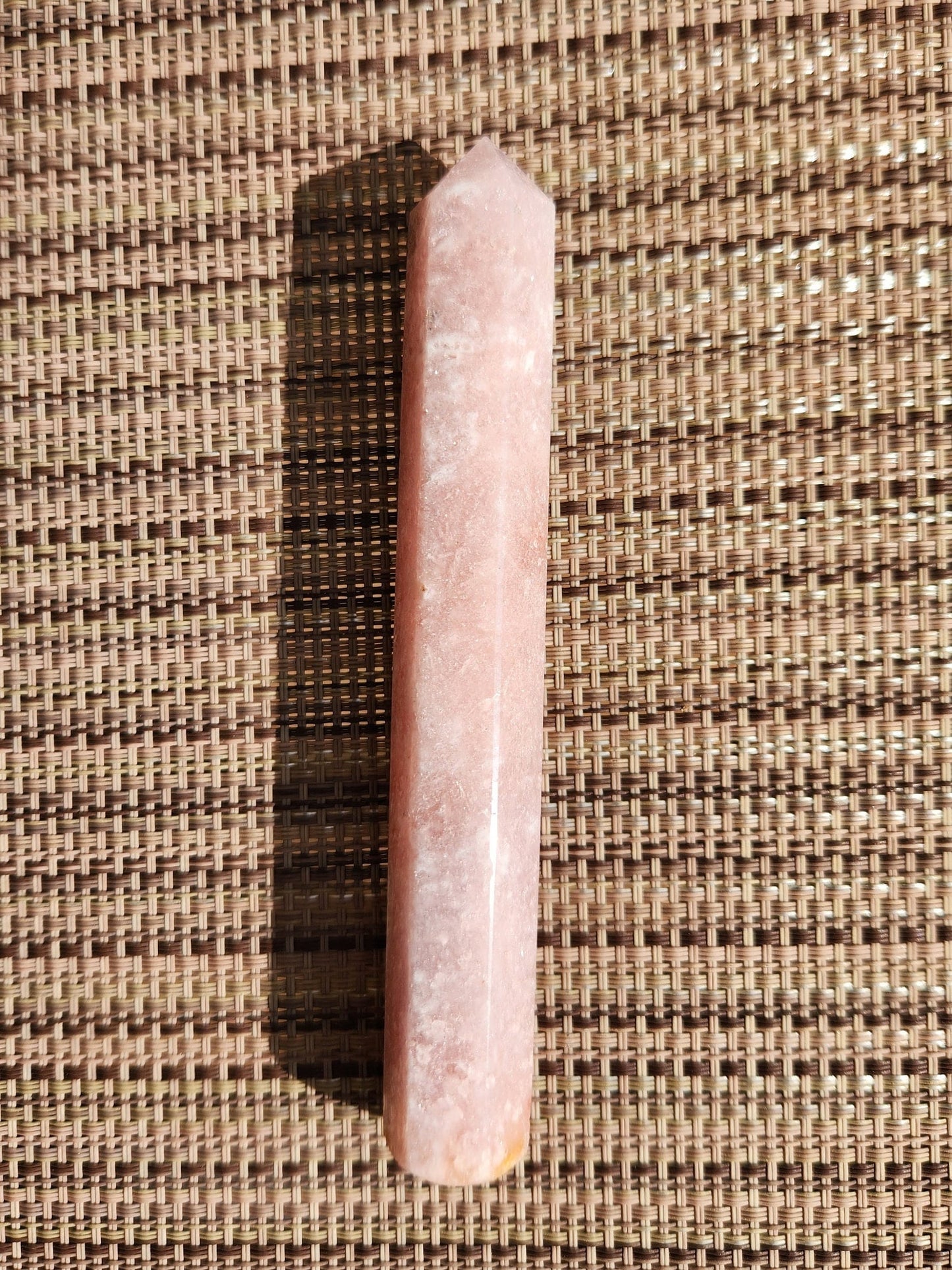 Sparkly Pink Amethyst Crystal Wand, 6 Point, Calming Massage Stone