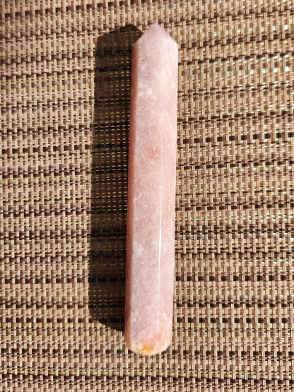 Sparkly Pink Amethyst Crystal Wand, 6 Point, Calming Massage Stone