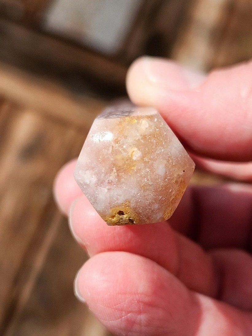 Sparkly Pink Amethyst Crystal Wand, 6 Point, Calming Massage Stone