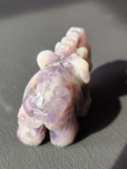 Carved Dream Amethyst Elephant: Tiny Crystal Figurine
