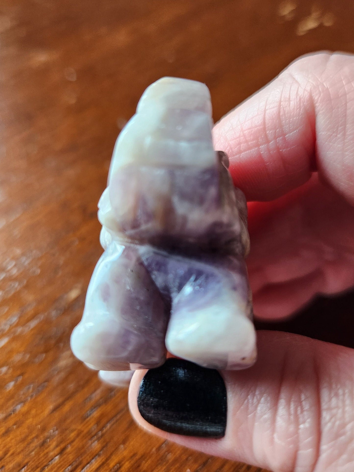 Carved Dream Amethyst Elephant: Tiny Crystal Figurine