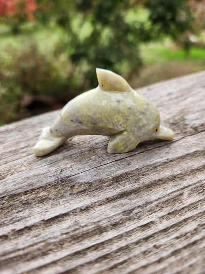 Carved Dolomite Calcite Dolphin Crystal: High Polish Stone Carving