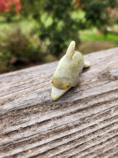 Carved Dolomite Calcite Dolphin Crystal: High Polish Stone Carving