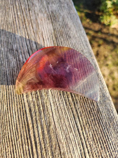 Rainbow Fluorite Crystal Half Moon: Colorful Candy Stone