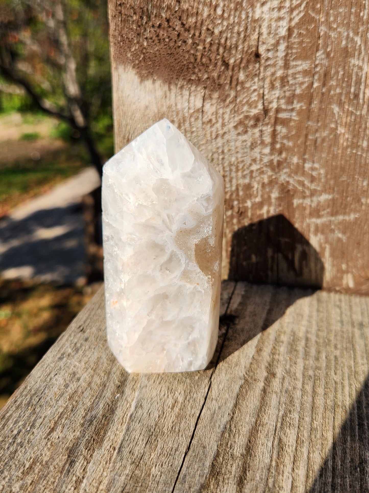 Gorgeous Unique White Druzy Agate Crystal Rock Tower