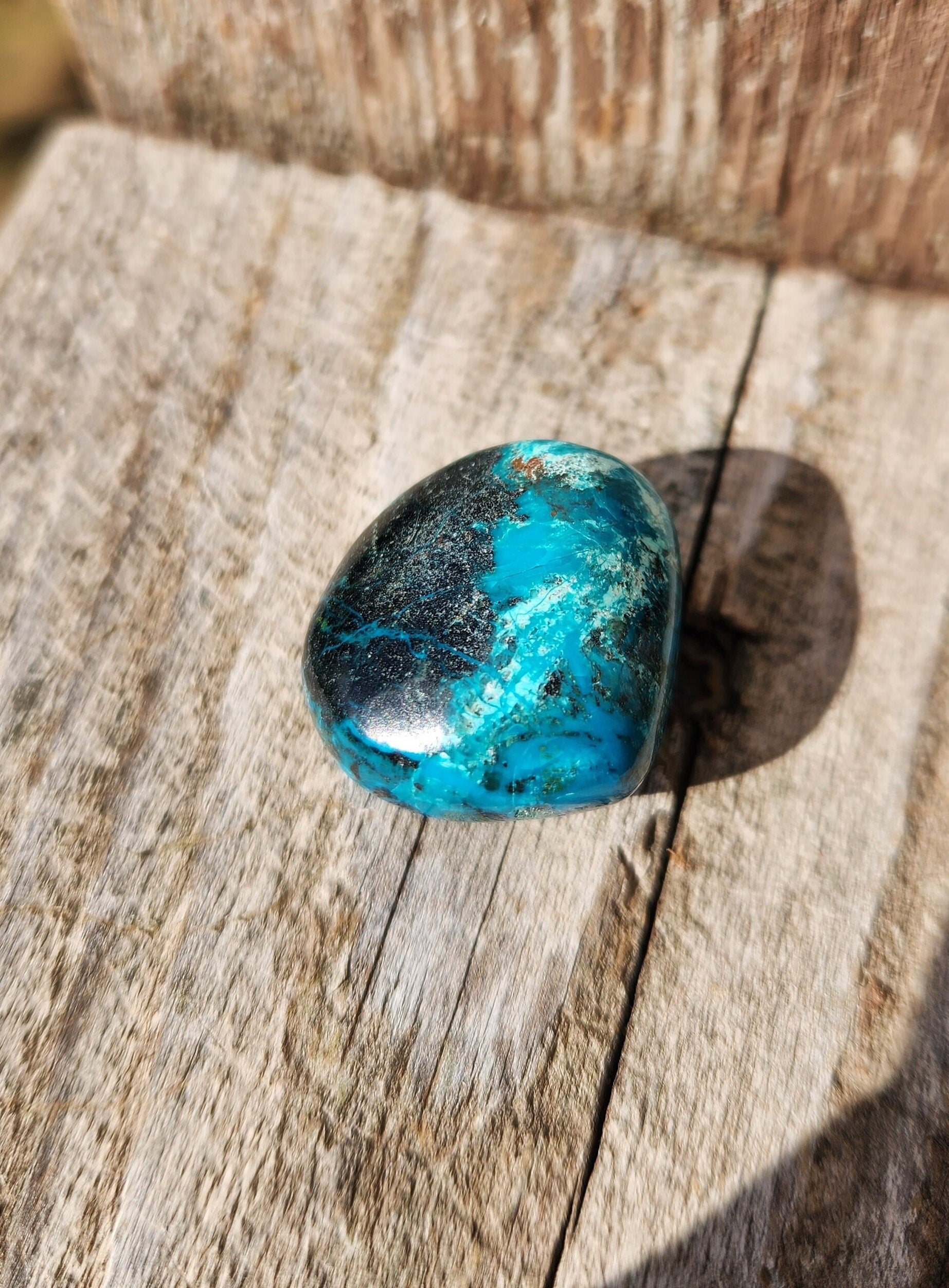 AAA Chrysocolla Crystal Tumble: Polished Pocket Stone