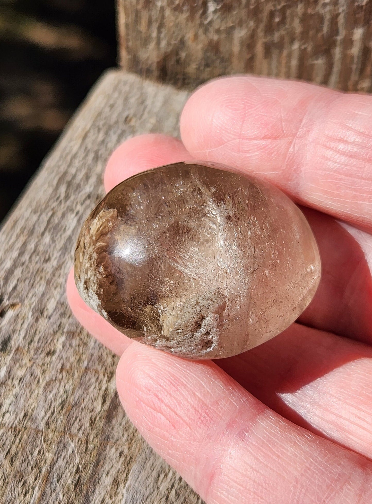 Gorgeous AAA Smoky Garden Quartz Crystal Tumble with inclusions, Lodolite