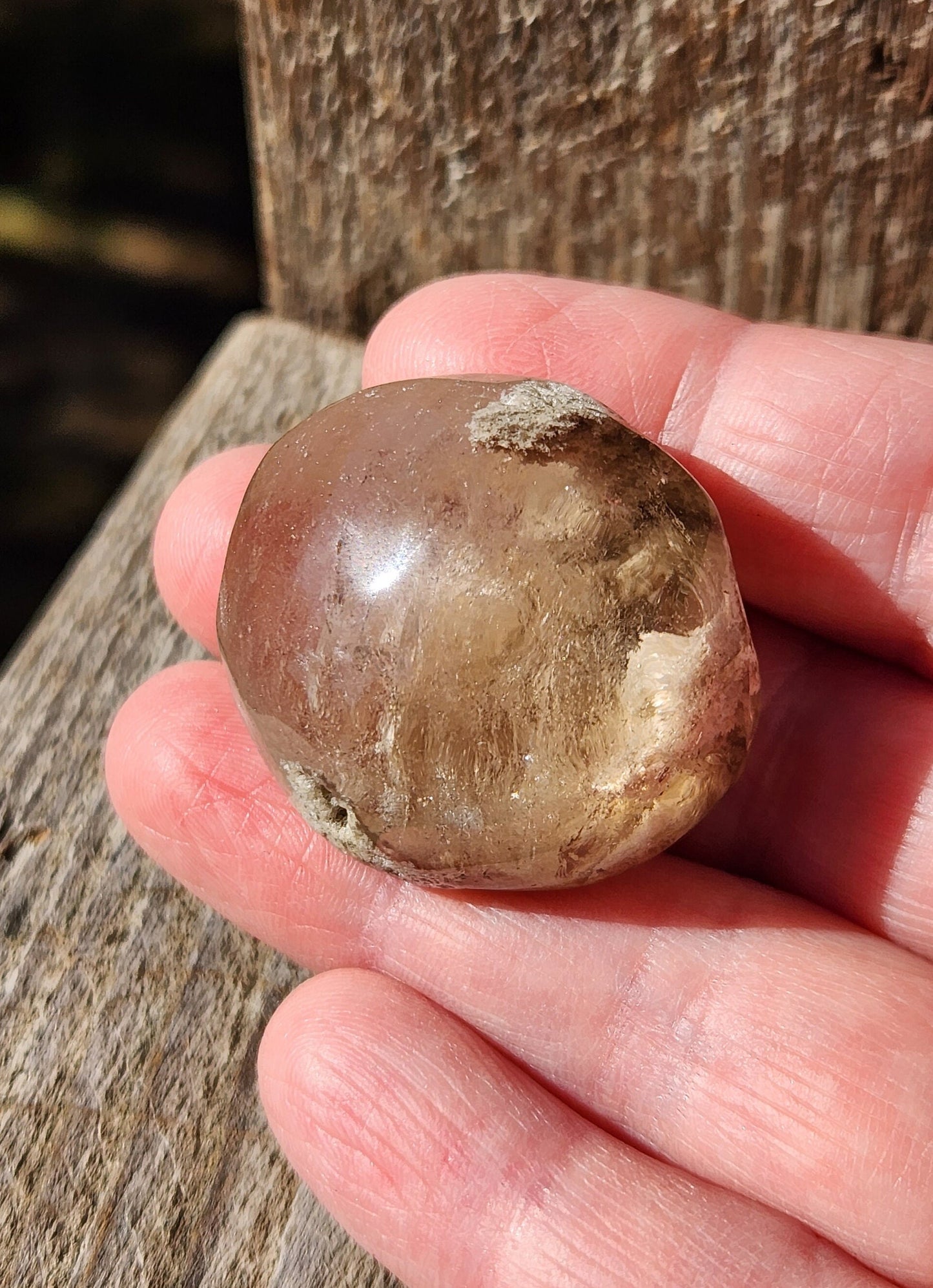 Gorgeous AAA Smoky Garden Quartz Crystal Tumble with inclusions, Lodolite