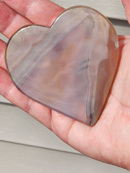 Beautiful Buttery Polished Druzy Agate Crystal Heart on metal stand