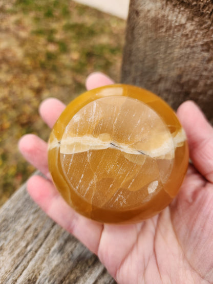AAA Honey Calcite Crystal Bowl: Golden Tans, High Polish