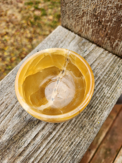 AAA Honey Calcite Crystal Bowl: Golden Tans, High Polish