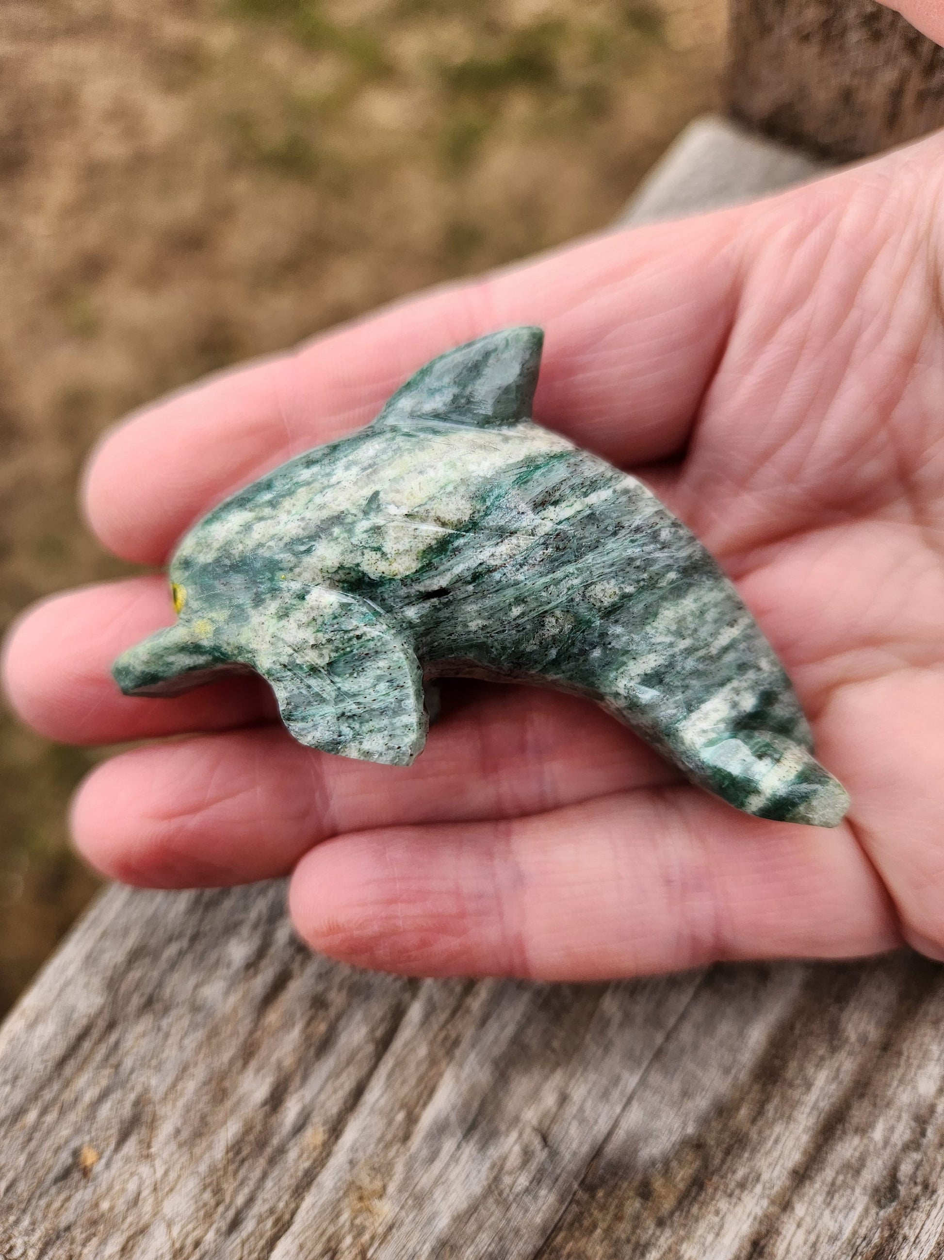 Beautiful Small Dolomite and Calcite Dolphin Crystal High Polish Stone Carving