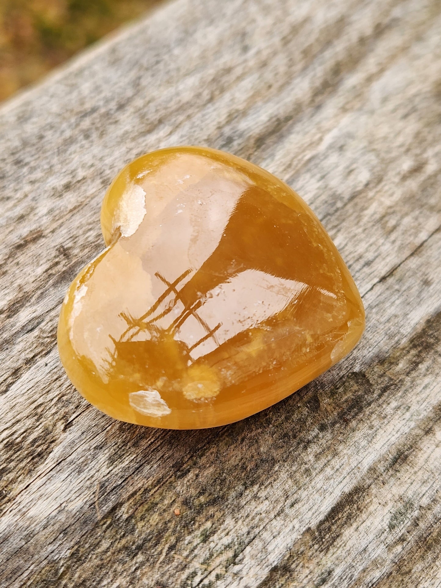 Gorgeous AAA Honey Calcite Small Crystal Heart, Brazilian