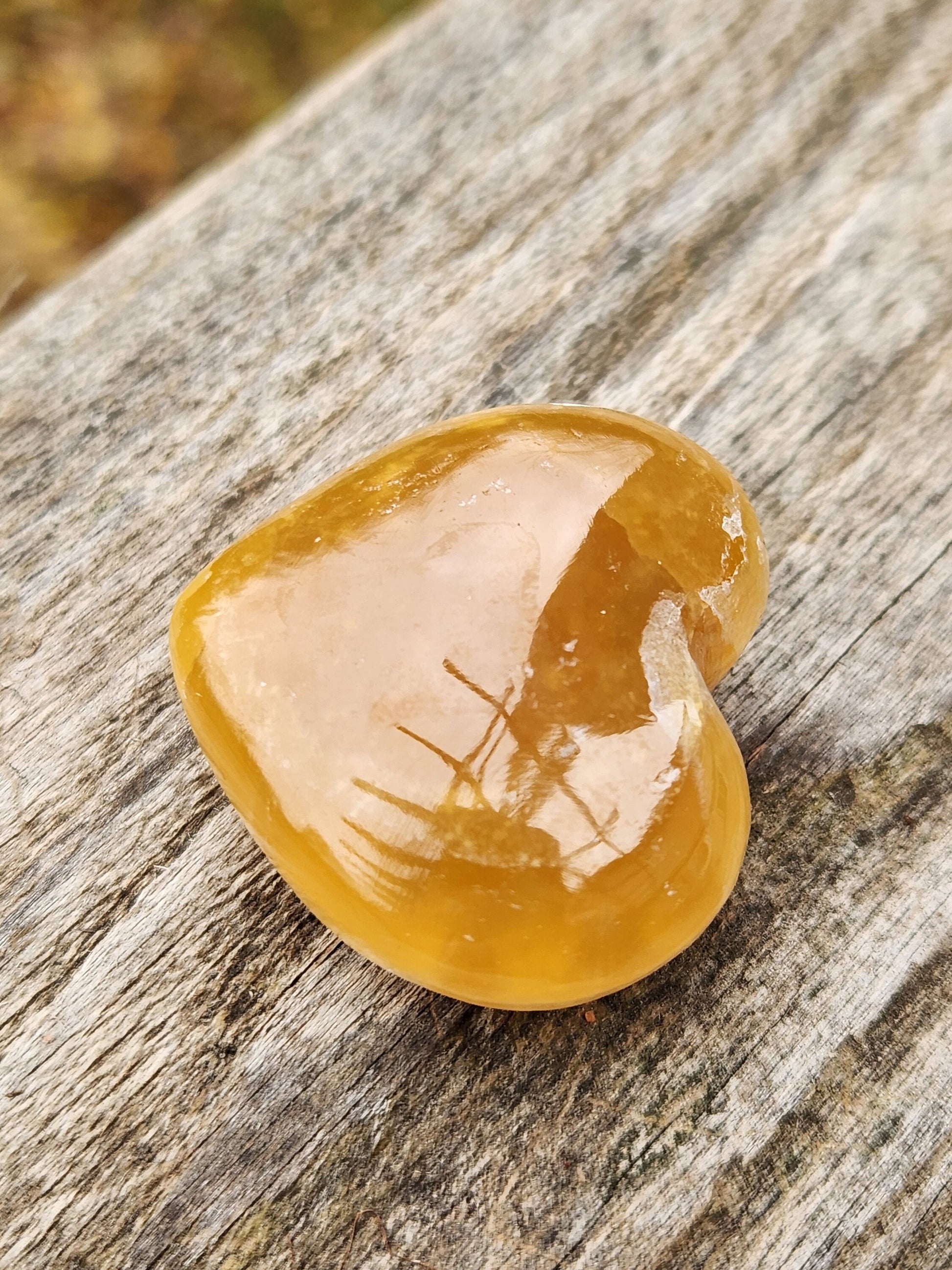 Gorgeous AAA Honey Calcite Small Crystal Heart, Brazilian