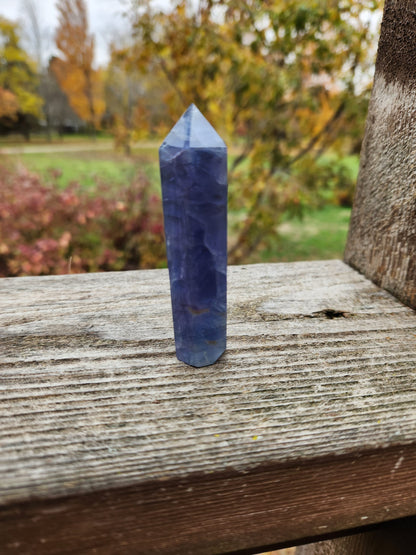 Rare Blue Fluorite Crystal Mini Tower Point, Wand