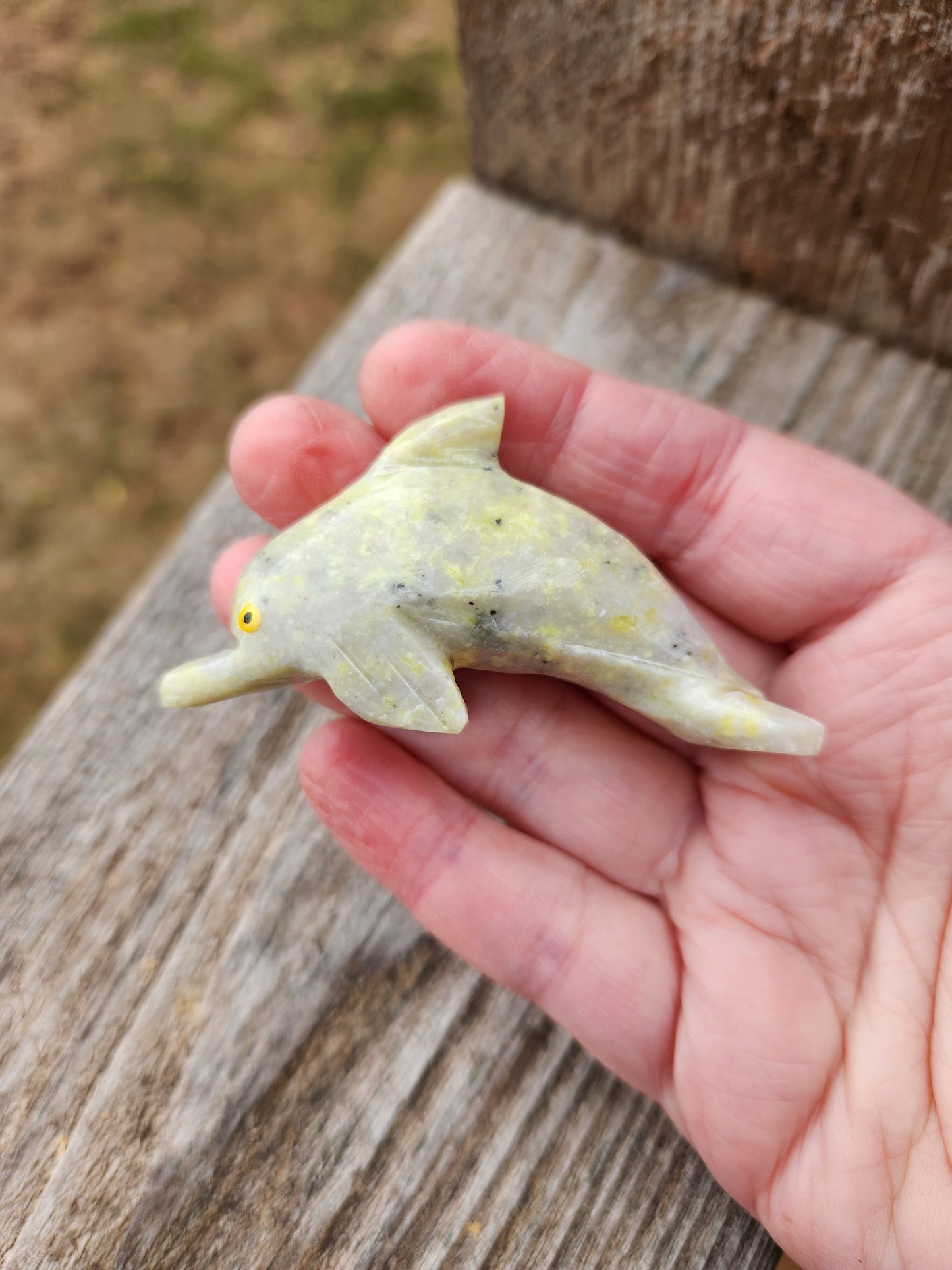 Carved Dolomite Calcite Dolphin Crystal: High Polish Stone Carving