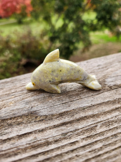 Carved Dolomite Calcite Dolphin Crystal: High Polish Stone Carving