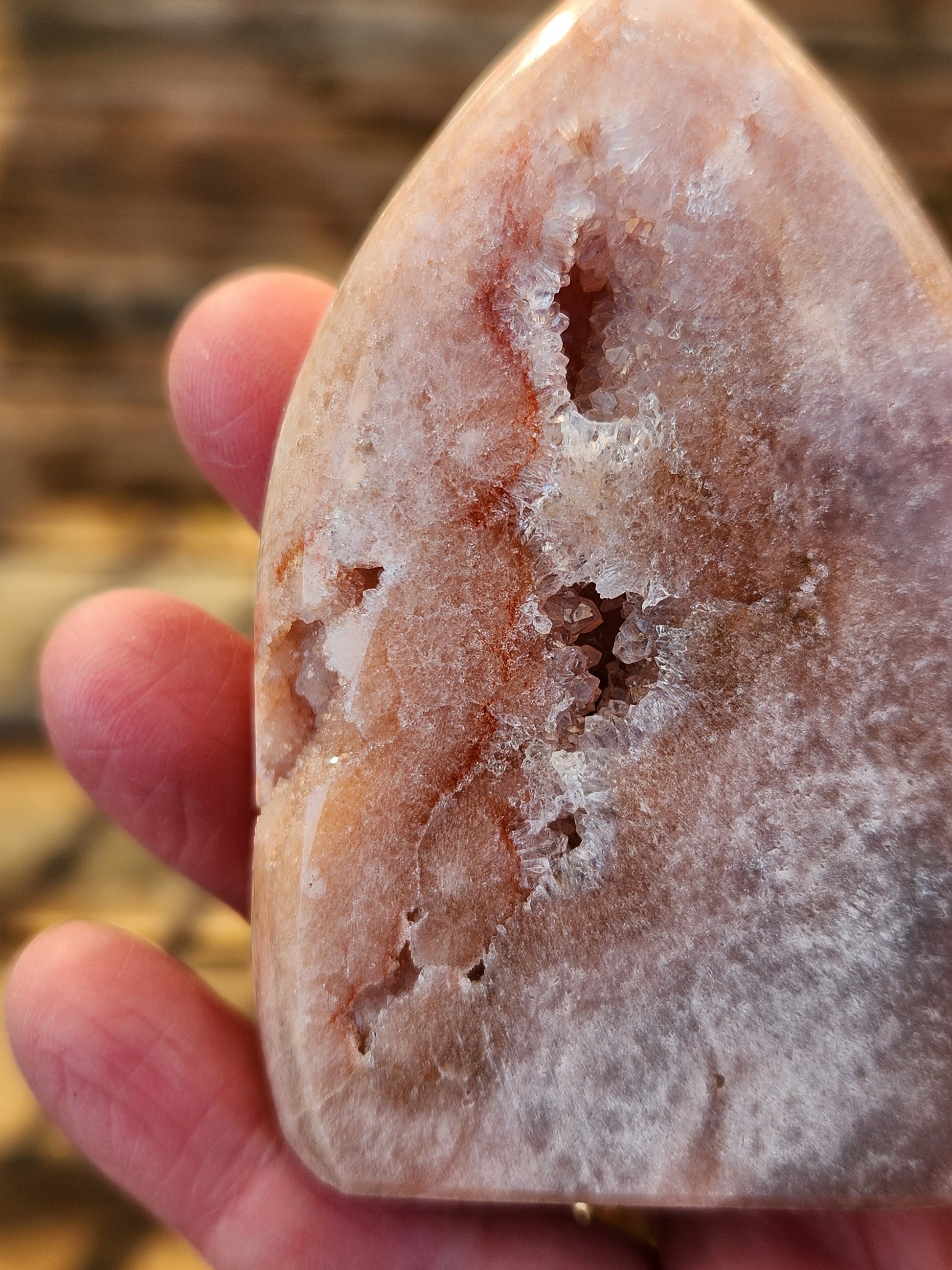 Gorgeous AAA Druzy Pink Amethyst Crystal Flame with Druzy pockets