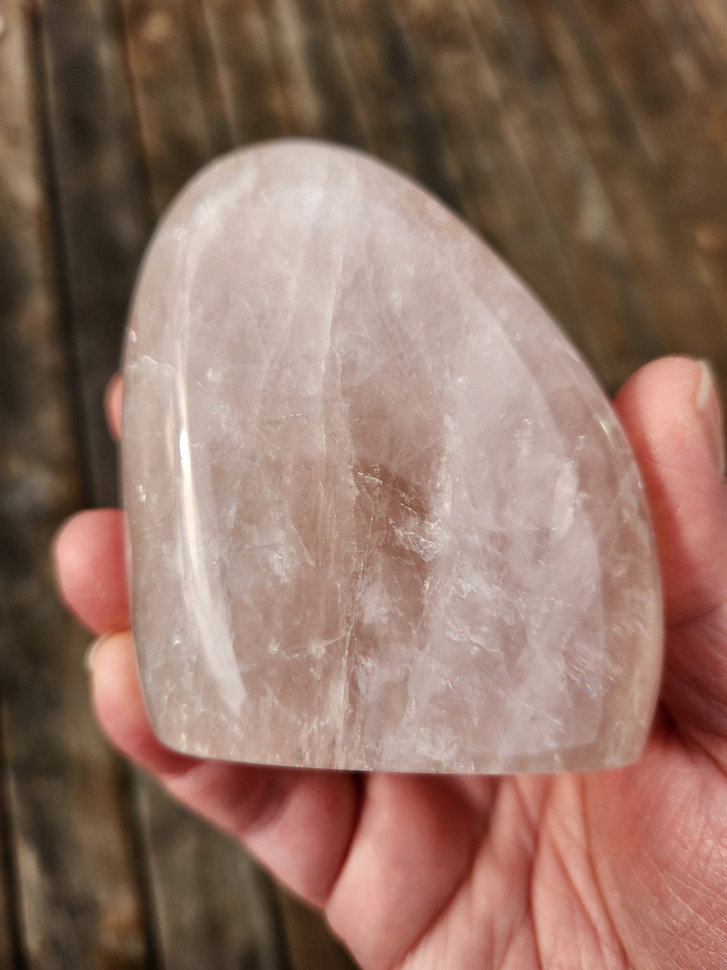 Beautiful AAA Rose Quartz Crystal Freeform Rainbows