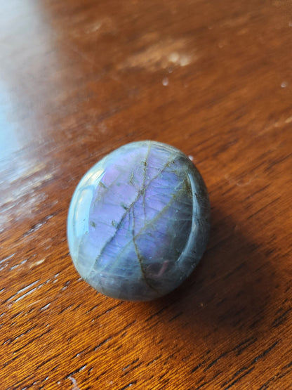 AAA Labradorite Crystal Palm Stone: Purple Blue Flash
