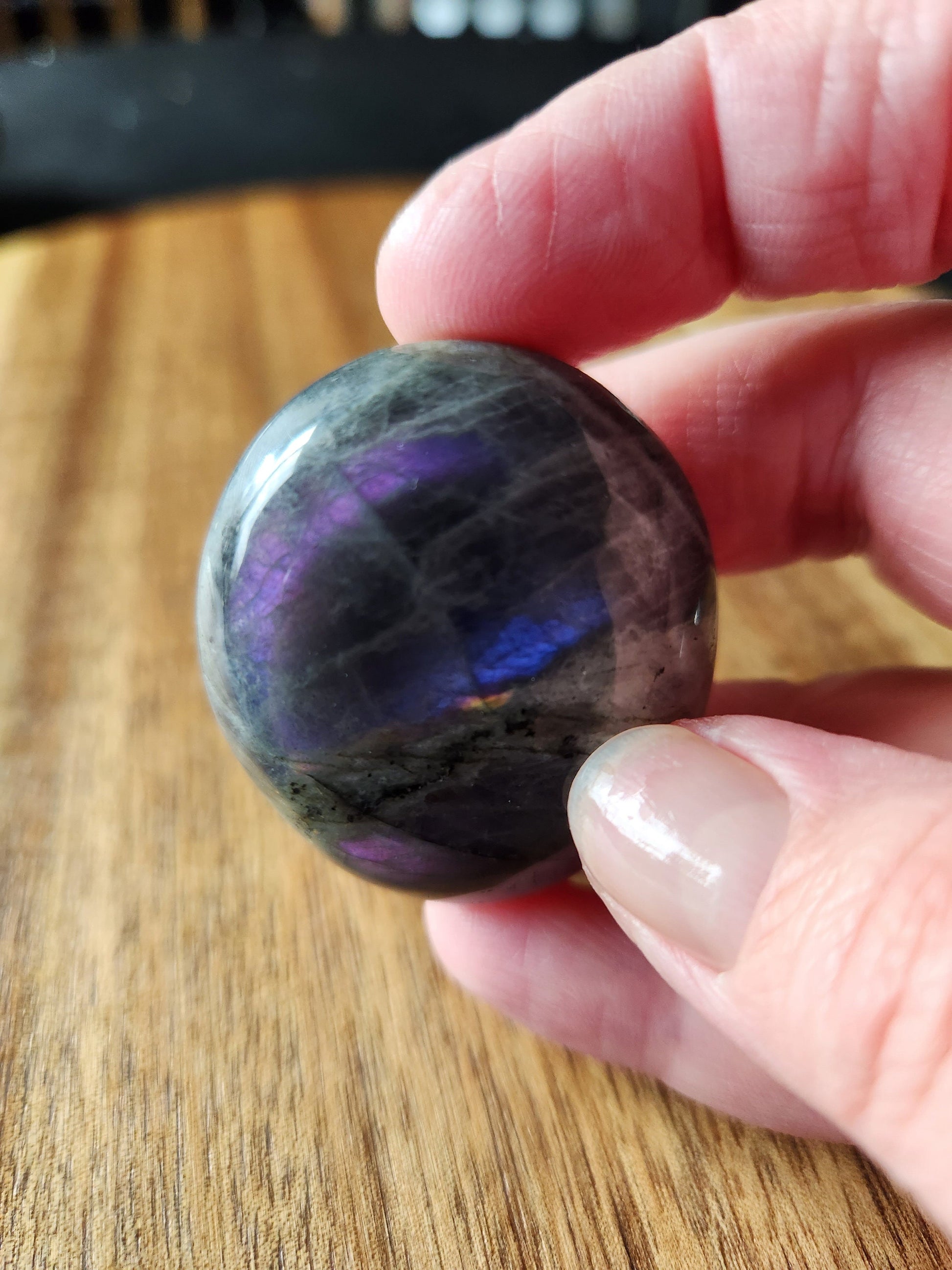 AAA Labradorite Crystal Tumble: High Polished Purple Blue Flash