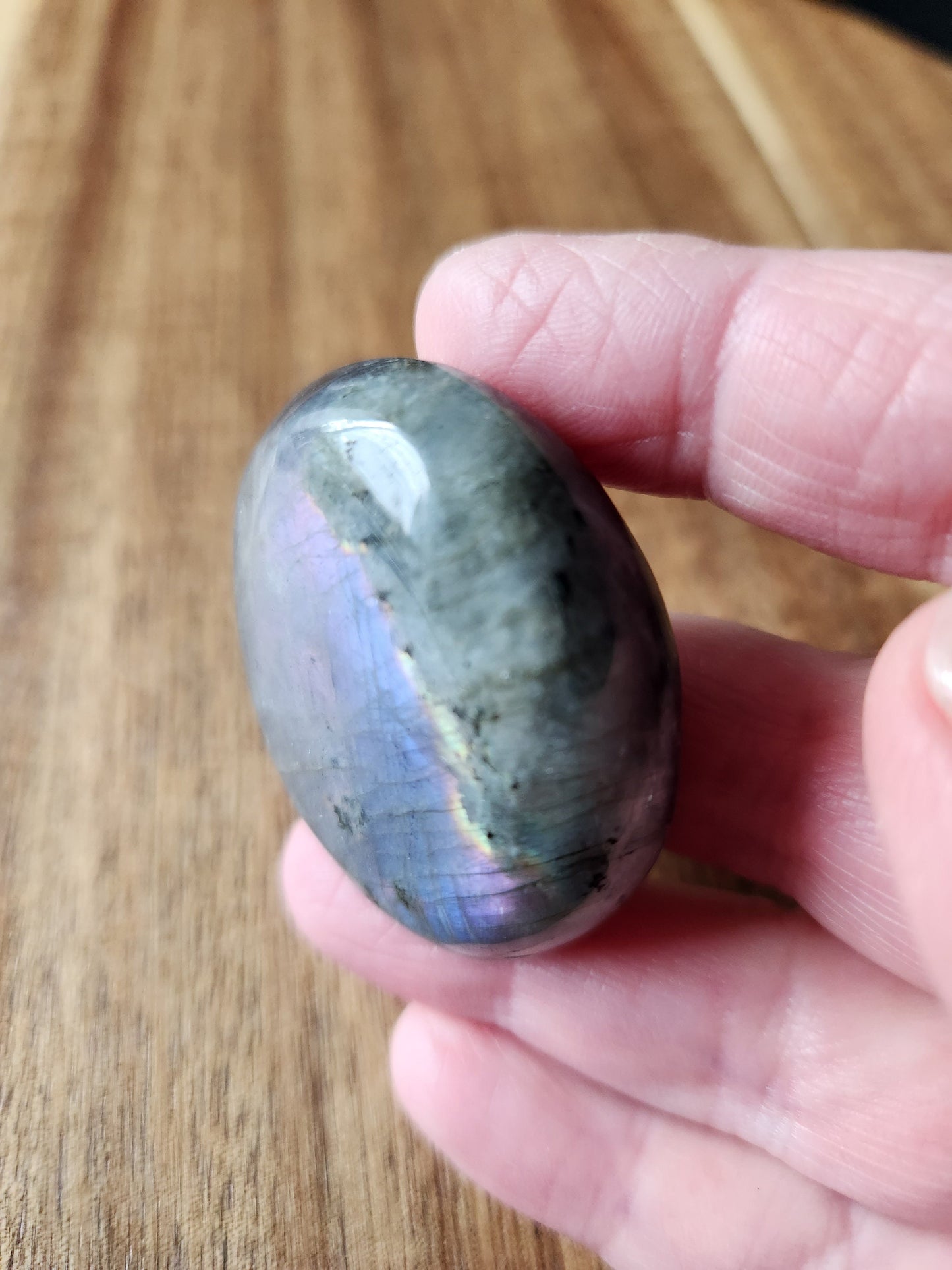 AAA Labradorite Crystal Tumble: Purple & Blue Flash, Palm Stone