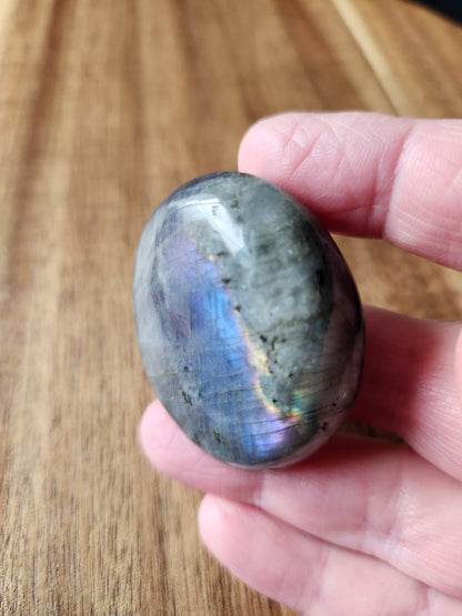 AAA Labradorite Crystal Tumble: Purple & Blue Flash, Palm Stone