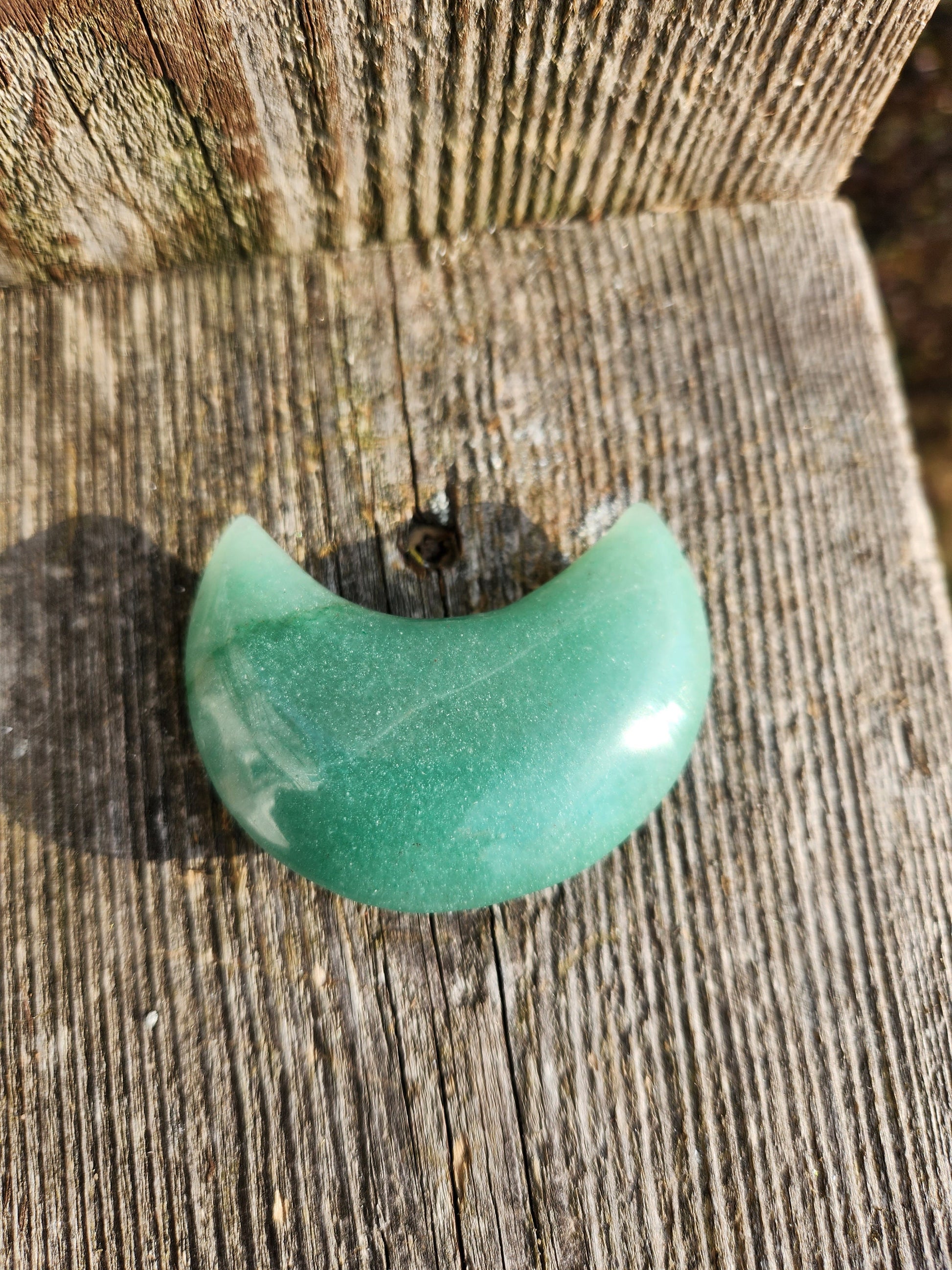 AAA Green Aventurine Crystal Moon: Buttery Smooth Polish, Brazil