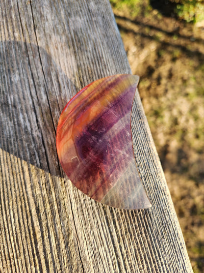 Rainbow Fluorite Crystal Half Moon: Colorful Candy Stone