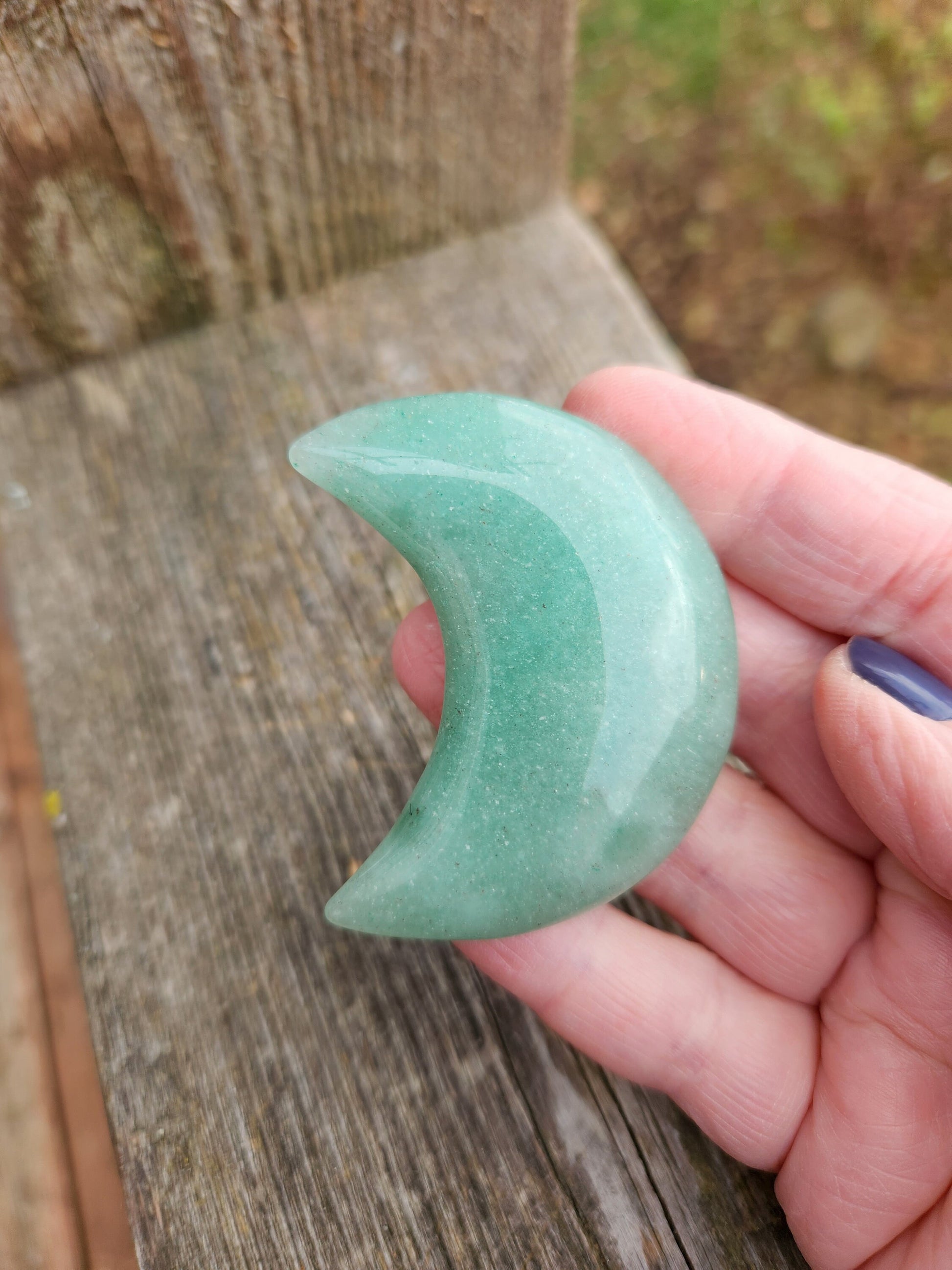 Green Aventurine Crystal Moon: Buttery Smooth, High Polish