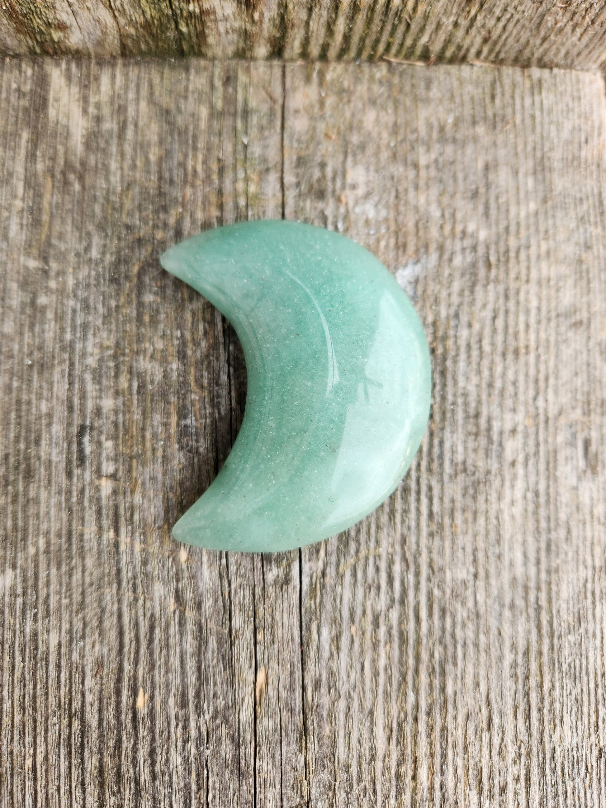 Green Aventurine Crystal Moon: Buttery Smooth, High Polish