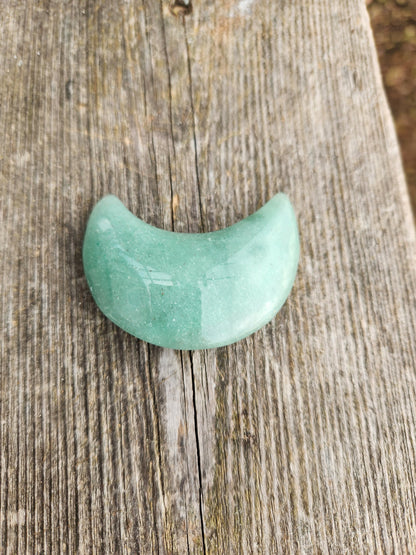 Green Aventurine Crystal Moon: Buttery Smooth, High Polish