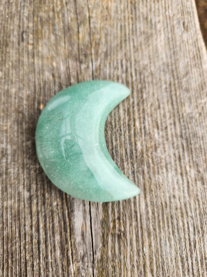 Green Aventurine Crystal Moon: Buttery Smooth, High Polish