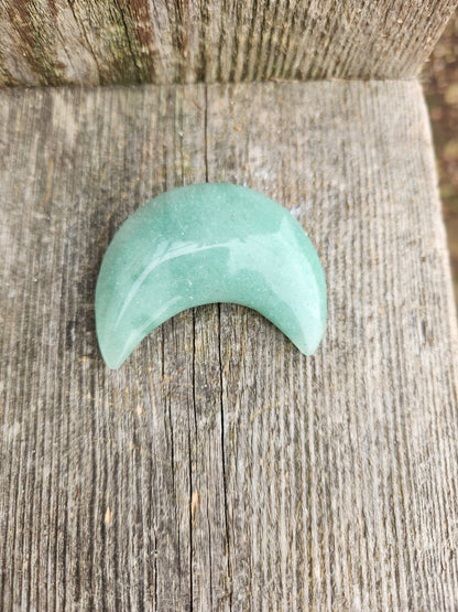 Green Aventurine Crystal Moon: Buttery Smooth, High Polish