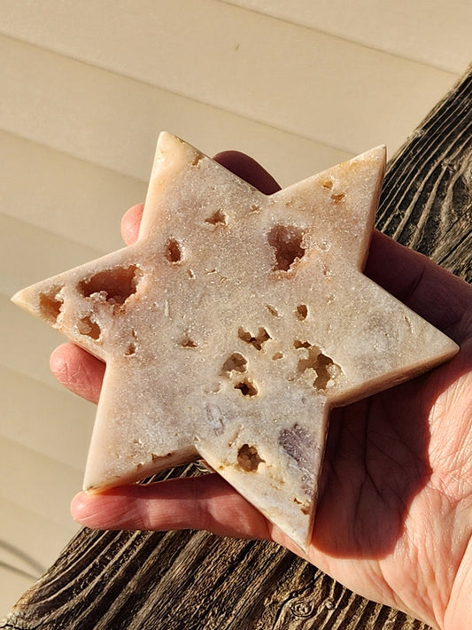 Beautiful AAA 6 Point Star Pink Amethyst Crystal with Tons of Druzy, Star of David, Spirit Conjuring