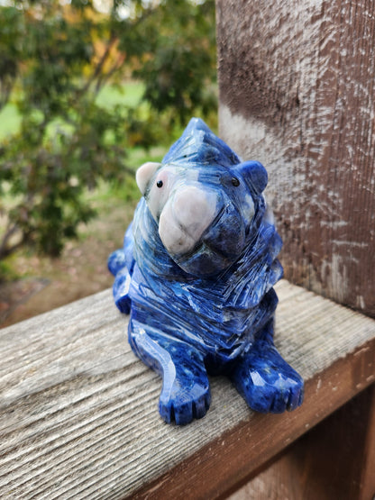 Regal AAA Master Carved Sodalite Lion Crystal Statue. Leo