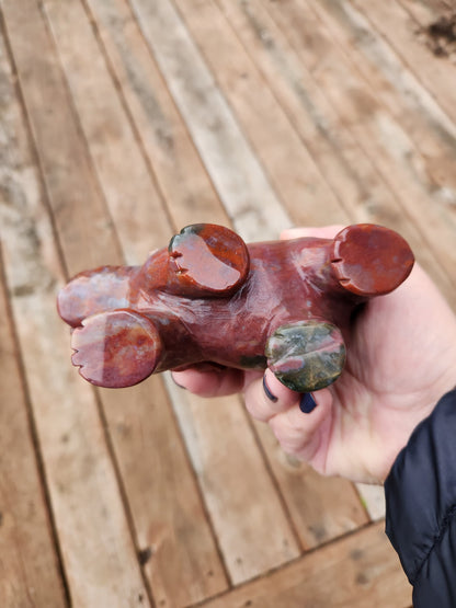 Polished Indian Agate Carved Elephant Crystal Stone